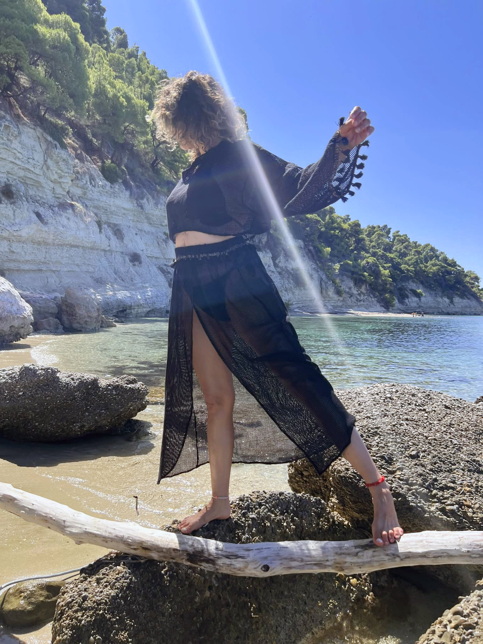asimofos knitted total black resort wear set