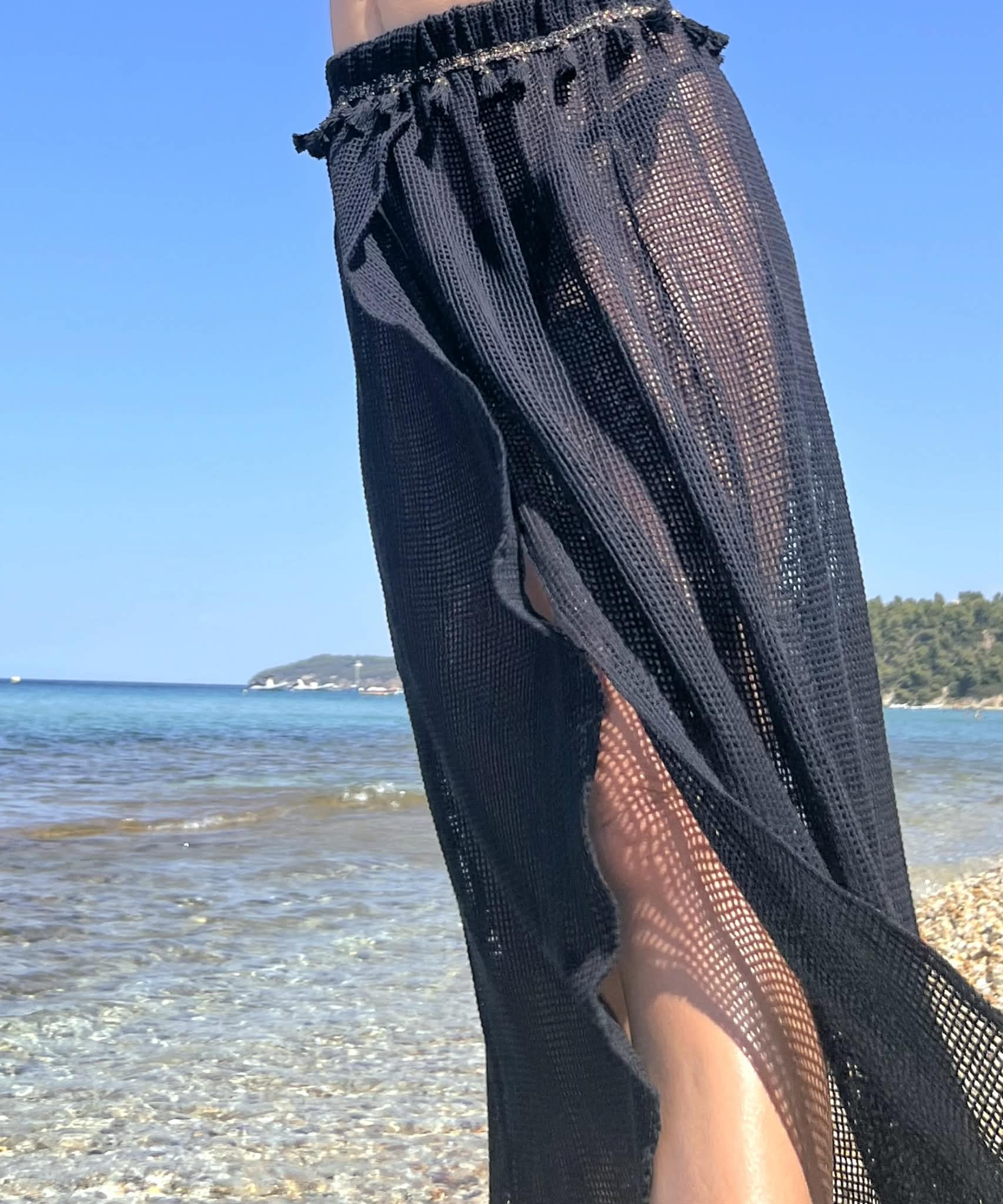 asimofos knitted total black resort wear set